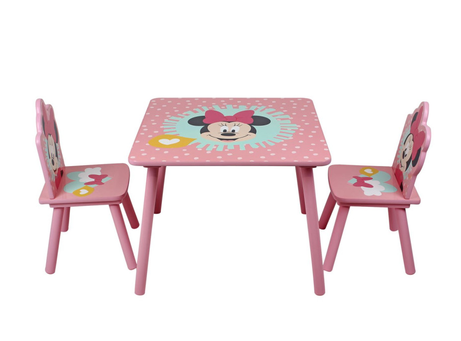 Dětský stoleček se 2 židličkami Myška Minnie - růžový
