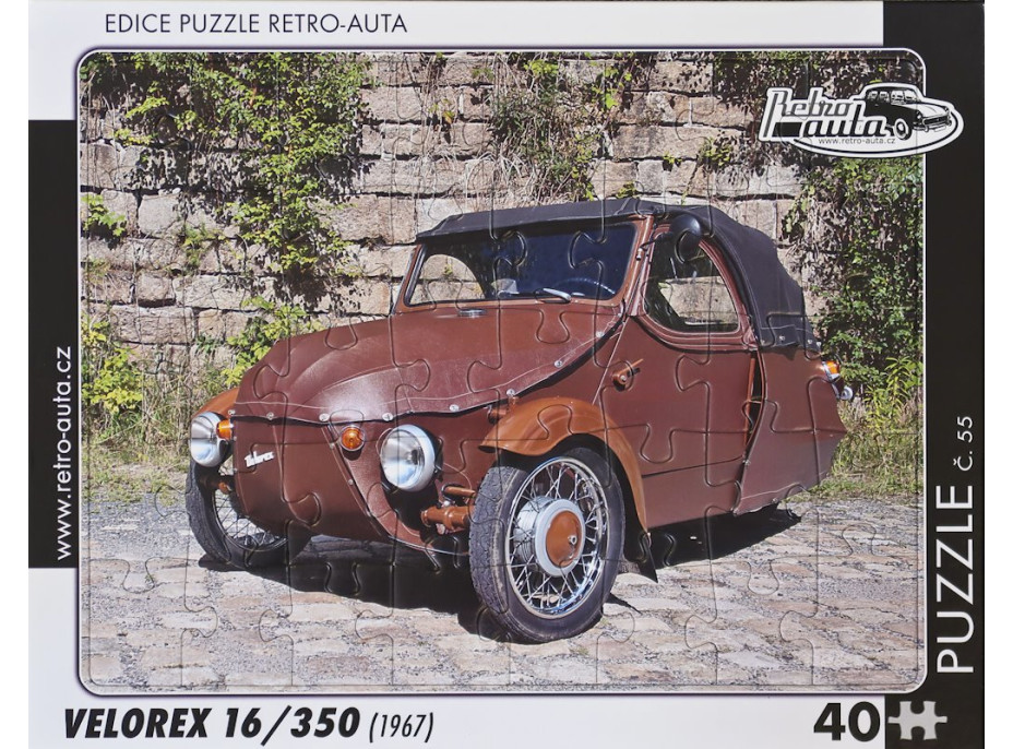 RETRO-AUTA Puzzle č.55 Velorex 16,350 (1967) 40 dílků