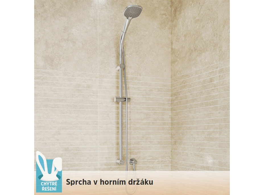 Sprchová tyč s držákem sprchy a horním držákem - chromová