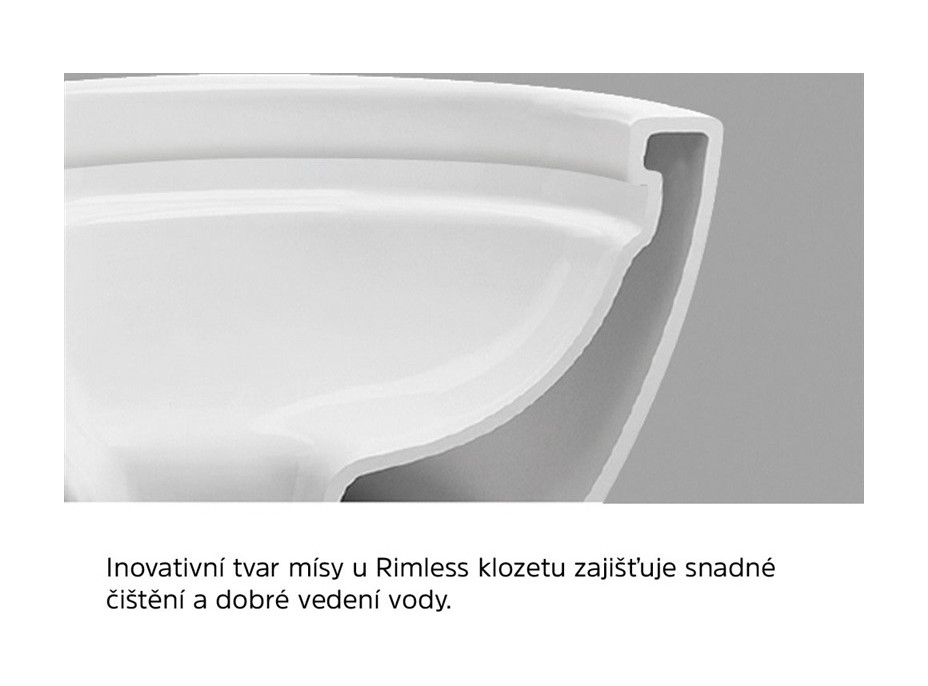 Závěsné WC RIMLESS kapotované - 48,5x34x35,5 cm - bílé + Duroplast sedátko slim