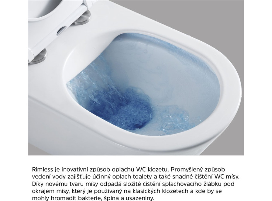 Závěsné WC RIMLESS kapotované - 48,5x34x35,5 cm - bílé + Duroplast sedátko slim