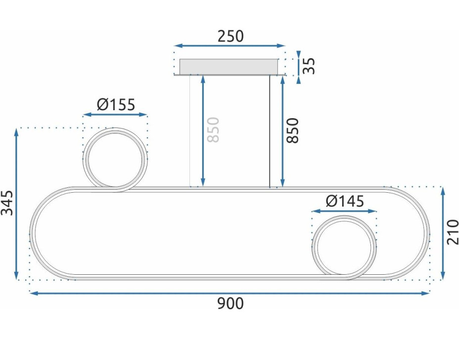 Stropní LED svítidlo ROLLERCOASTER - 60W - černé - s ovladačem