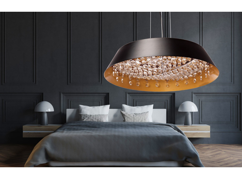 Stropní LED křišťálové svítidlo DISH - 20W - černé/zlaté