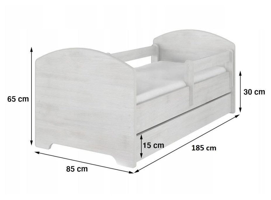 Dětská postel OSKAR - 180x80 cm - BEZ MOTIVU - růžová