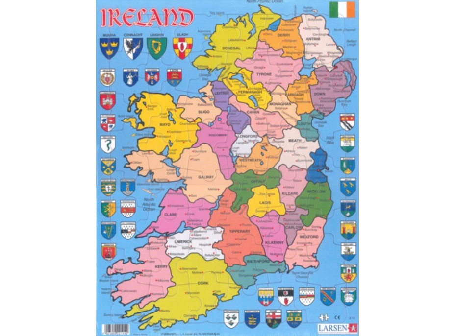 LARSEN Puzzle Politická mapa Severního Irska 48 dílků