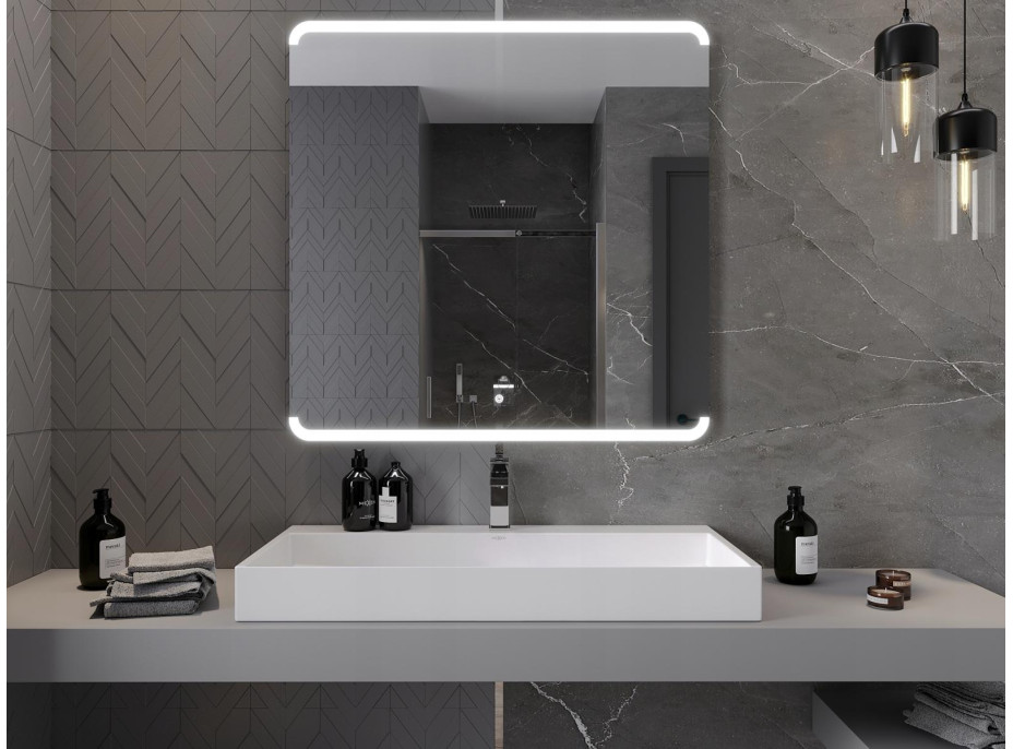 Čtvercové zrcadlo MEXEN NIDA 100x100 cm - s LED podsvícením a vyhříváním, 9806-100-100-611-00