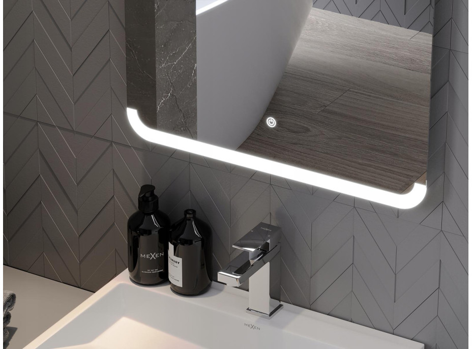 Čtvercové zrcadlo MEXEN NIDA 100x100 cm - s LED podsvícením a vyhříváním, 9806-100-100-611-00
