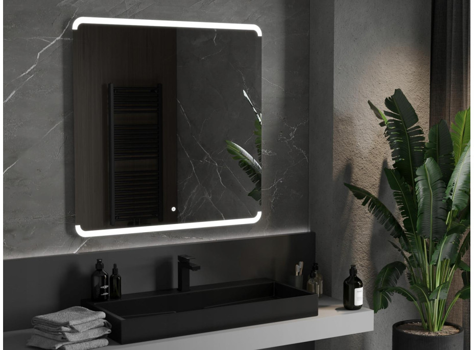Čtvercové zrcadlo MEXEN NIDA 100x100 cm - s LED podsvícením a vyhříváním, 9806-100-100-611-00