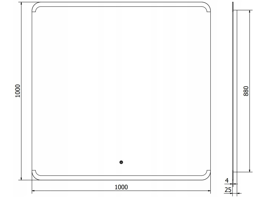 Čtvercové zrcadlo MEXEN NIDA 100x100 cm - s LED podsvícením a vyhříváním, 9806-100-100-611-00