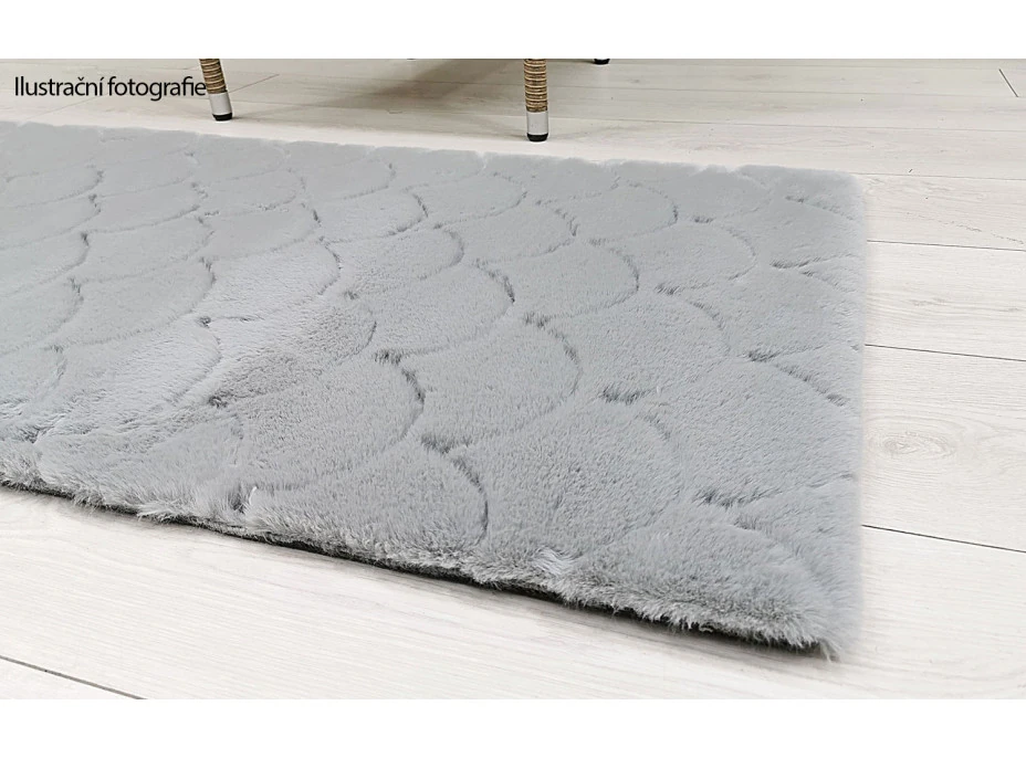 Kusový koberec OSLO TX vzorovaný - světle šedý - imitace králičí kožešiny - 140x180 cm