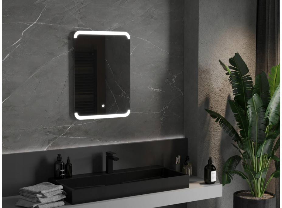 Obdélníkové zrcadlo MEXEN NIDA 50x70 cm - s LED podsvícením a vyhříváním, 9806-050-070-611-00