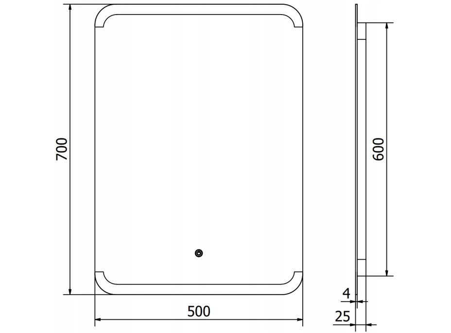 Obdélníkové zrcadlo MEXEN NIDA 50x70 cm - s LED podsvícením a vyhříváním, 9806-050-070-611-00