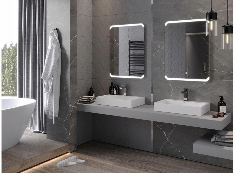 Obdélníkové zrcadlo MEXEN NIDA 60x80 cm - s LED podsvícením a vyhříváním, 9806-060-080-611-00