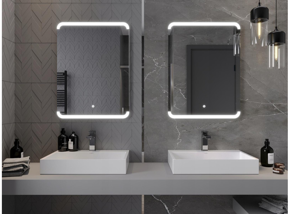 Obdélníkové zrcadlo MEXEN NIDA 60x80 cm - s LED podsvícením a vyhříváním, 9806-060-080-611-00
