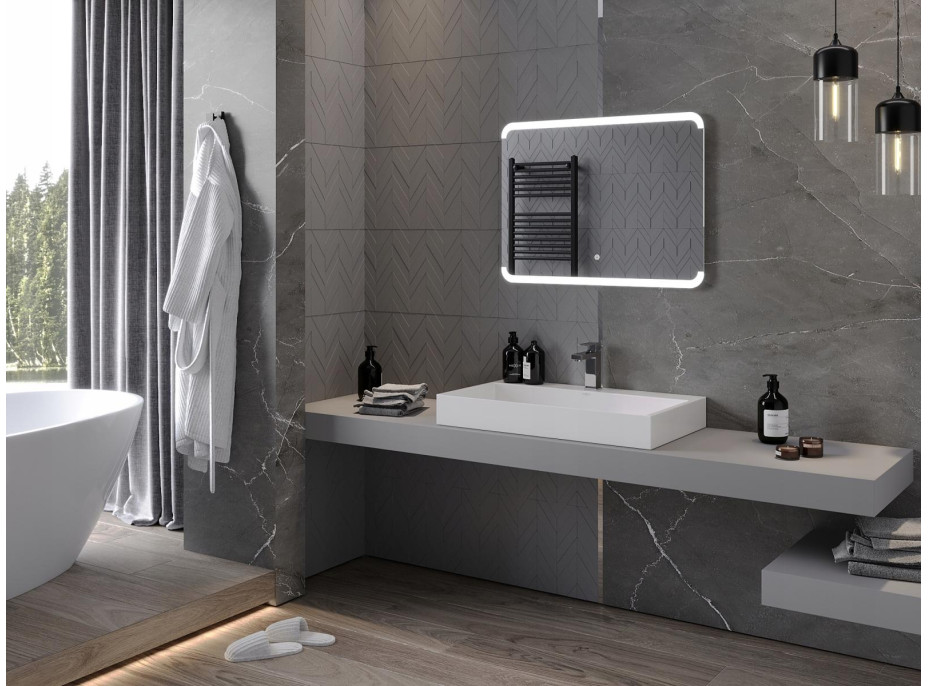 Obdélníkové zrcadlo MEXEN NIDA 80x60 cm - s LED podsvícením a vyhříváním, 9806-080-060-611-00