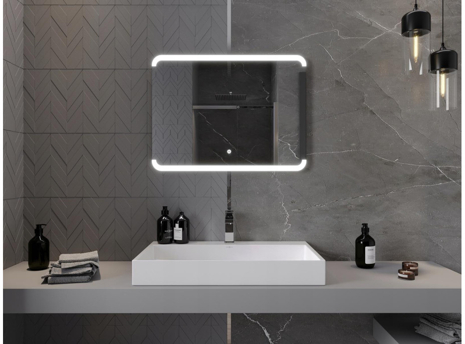 Obdélníkové zrcadlo MEXEN NIDA 80x60 cm - s LED podsvícením a vyhříváním, 9806-080-060-611-00