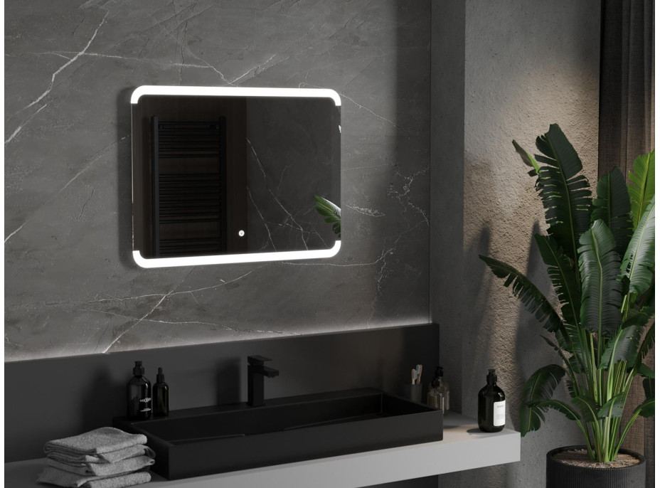 Obdélníkové zrcadlo MEXEN NIDA 80x60 cm - s LED podsvícením a vyhříváním, 9806-080-060-611-00