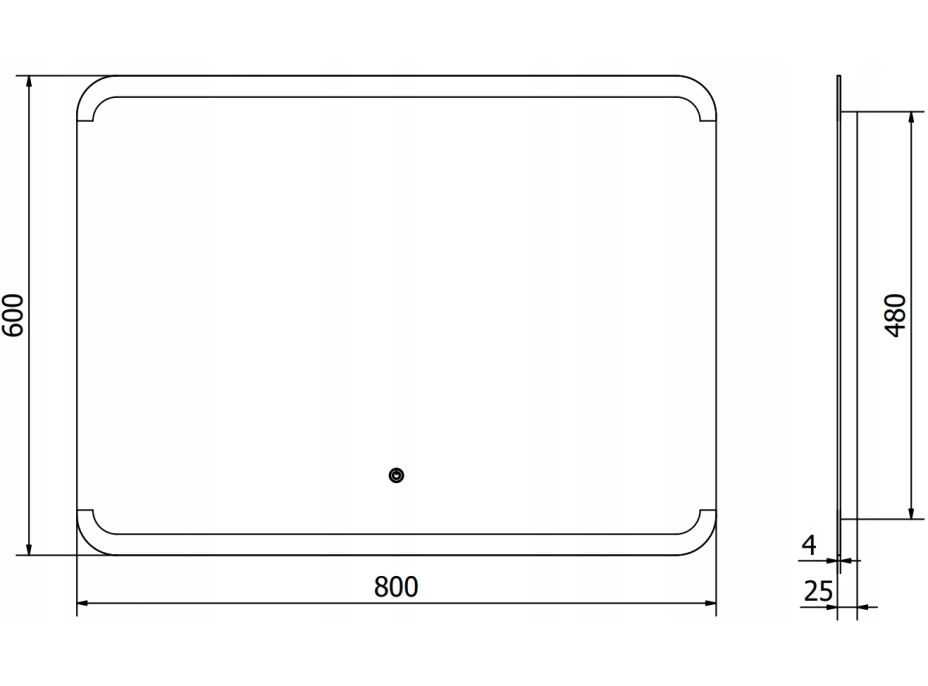 Obdélníkové zrcadlo MEXEN NIDA 80x60 cm - s LED podsvícením a vyhříváním, 9806-080-060-611-00