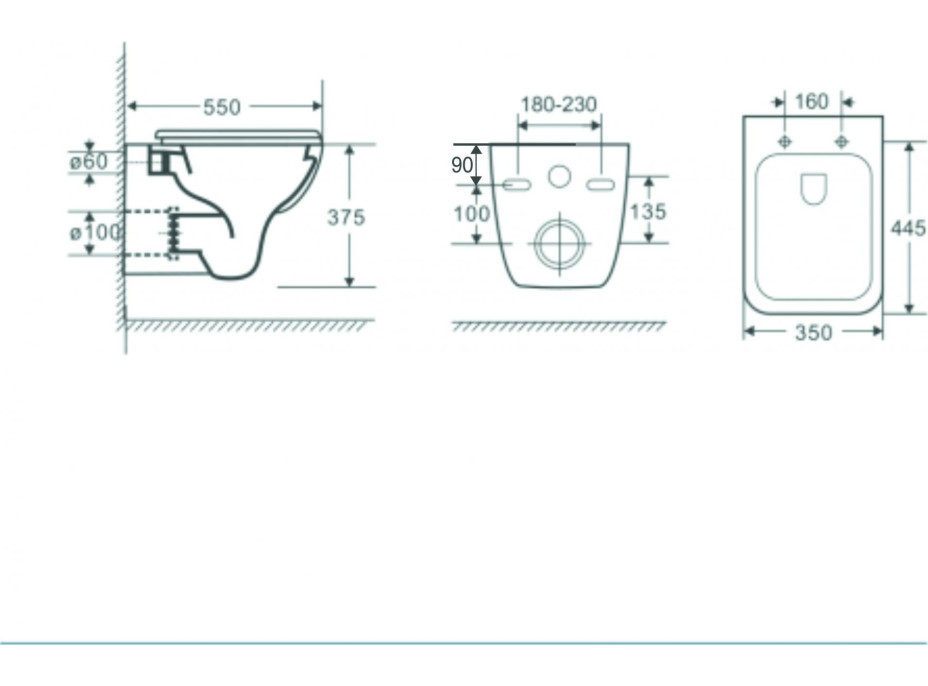 Závěsné WC ADATTO RIMLESS - bez sedátka