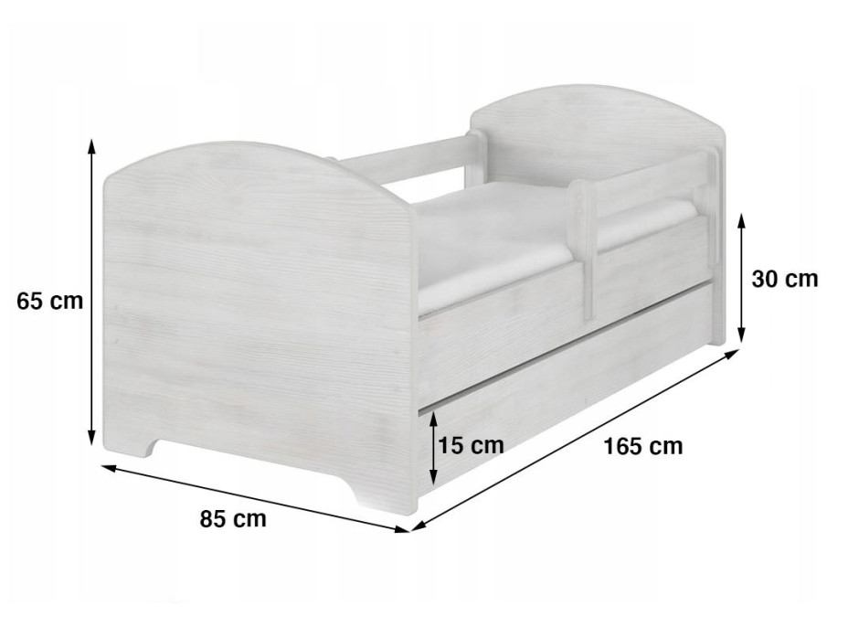 Dětská postel OSKAR - 160x80 cm - BEZ MOTIVU - tmavě šedá