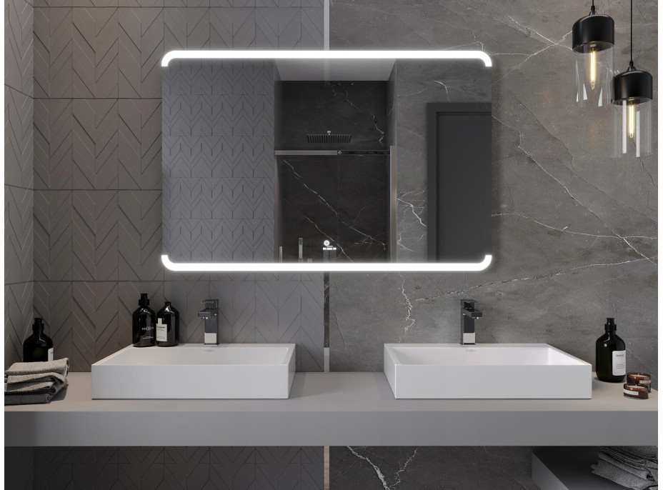 Obdélníkové zrcadlo MEXEN NIDA 120x80 cm - s LED podsvícením a vyhříváním, 9806-120-080-611-00