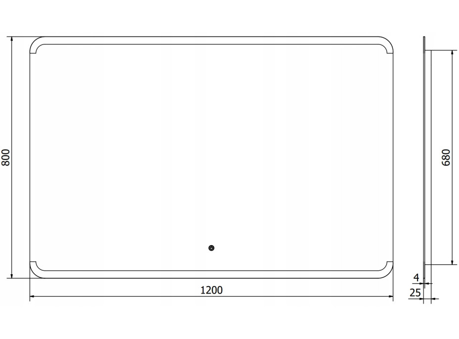Obdélníkové zrcadlo MEXEN NIDA 120x80 cm - s LED podsvícením a vyhříváním, 9806-120-080-611-00