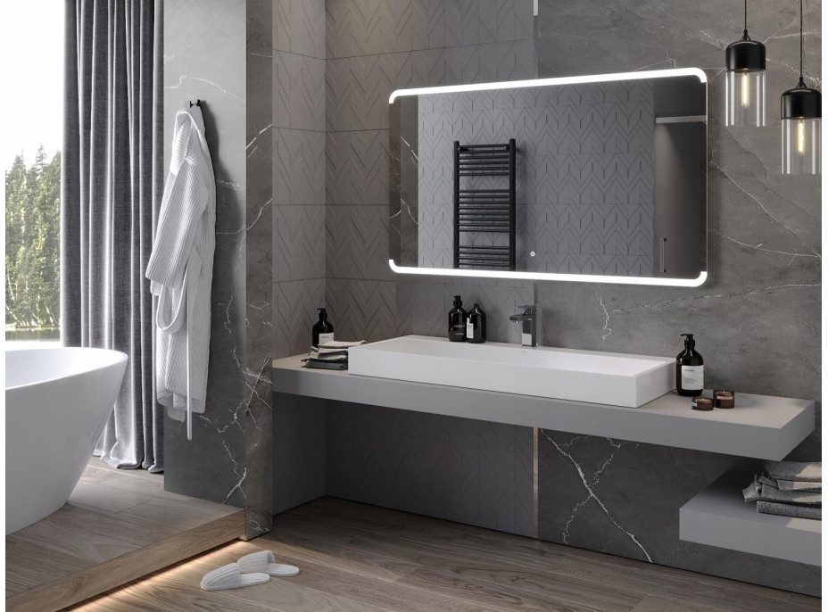 Obdélníkové zrcadlo MEXEN NIDA 140x80 cm - s LED podsvícením a vyhříváním, 9806-140-080-611-00