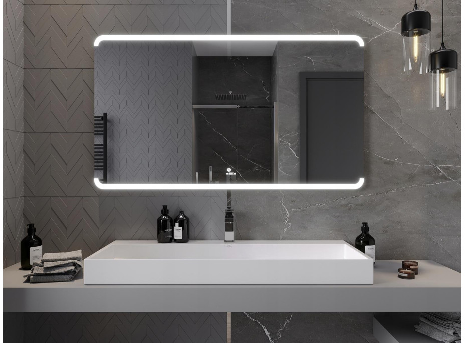 Obdélníkové zrcadlo MEXEN NIDA 140x80 cm - s LED podsvícením a vyhříváním, 9806-140-080-611-00