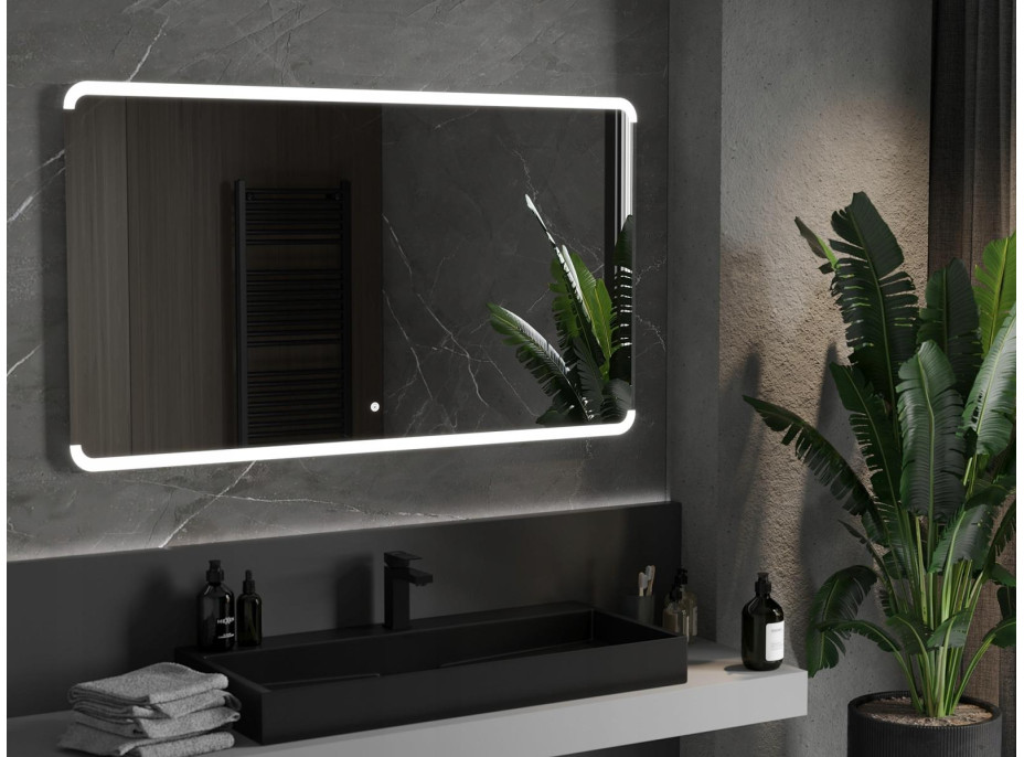 Obdélníkové zrcadlo MEXEN NIDA 140x80 cm - s LED podsvícením a vyhříváním, 9806-140-080-611-00