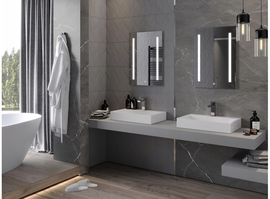 Obdélníkové zrcadlo MEXEN REMI 50x70 cm - s LED podsvícením a vyhříváním, 9804-050-070-611-00