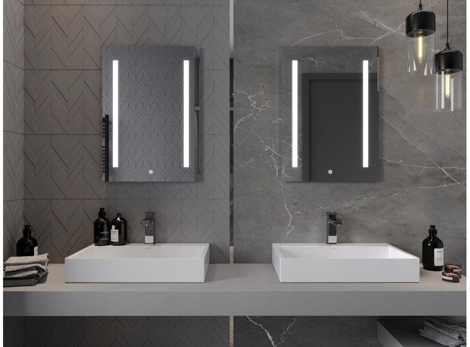 Obdélníkové zrcadlo MEXEN REMI 50x70 cm - s LED podsvícením a vyhříváním, 9804-050-070-611-00