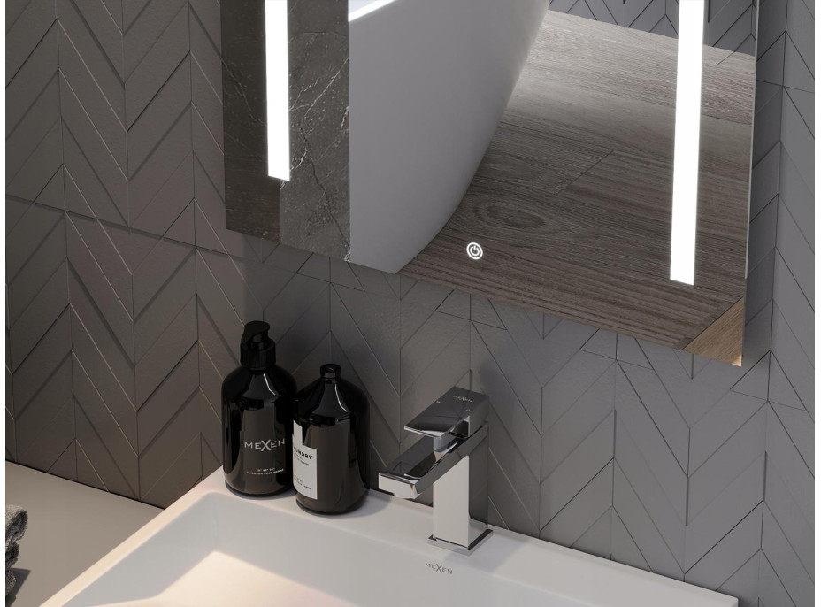 Obdélníkové zrcadlo MEXEN REMI 50x70 cm - s LED podsvícením a vyhříváním, 9804-050-070-611-00