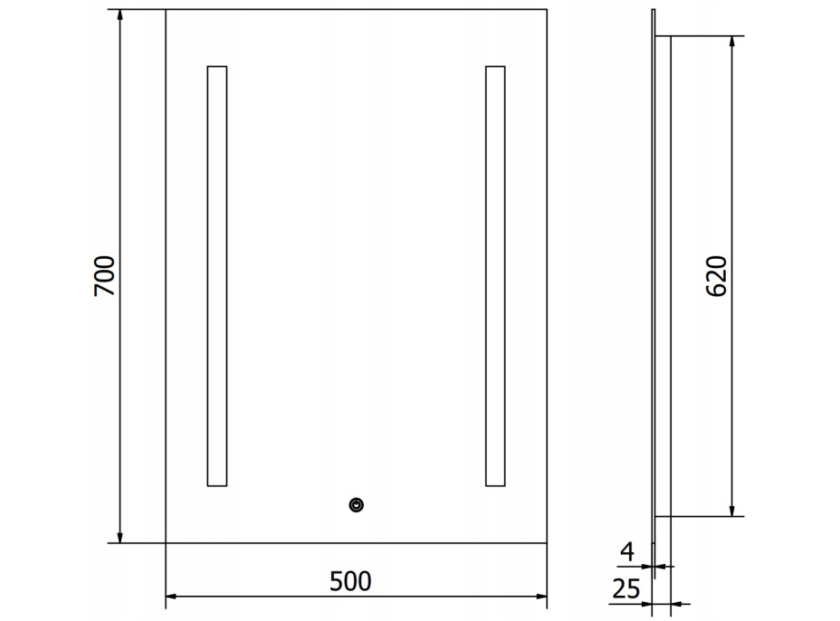 Obdélníkové zrcadlo MEXEN REMI 50x70 cm - s LED podsvícením a vyhříváním, 9804-050-070-611-00