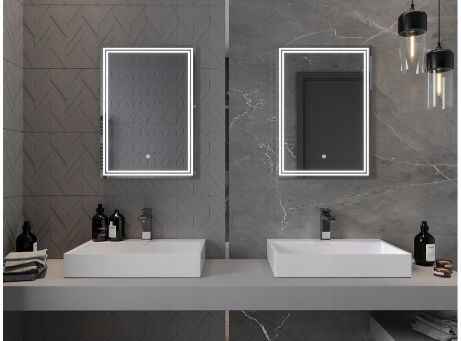 Obdélníkové zrcadlo MEXEN TACO 50x70 cm - s LED podsvícením a vyhříváním, 9805-050-070-611-00