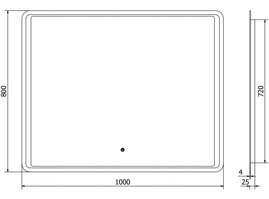 Obdélníkové zrcadlo MEXEN ZUSA 100x80 cm - s LED podsvícením a vyhříváním, 9808-100-080-611-00