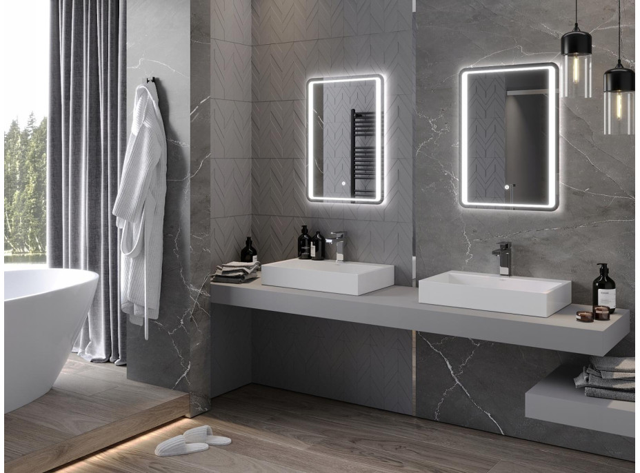 Obdélníkové zrcadlo MEXEN ZUSA 50x70 cm - s LED podsvícením a vyhříváním, 9808-050-070-611-00
