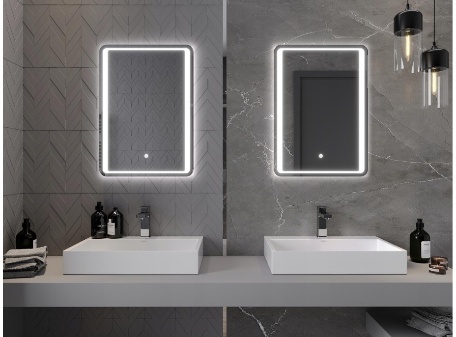 Obdélníkové zrcadlo MEXEN ZUSA 50x70 cm - s LED podsvícením a vyhříváním, 9808-050-070-611-00
