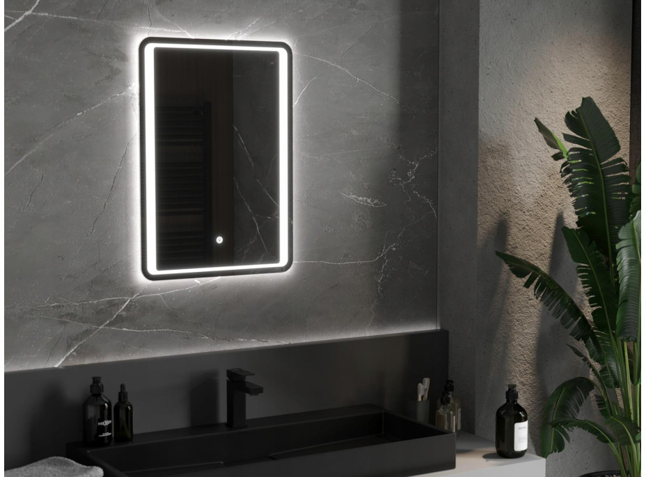 Obdélníkové zrcadlo MEXEN ZUSA 50x70 cm - s LED podsvícením a vyhříváním, 9808-050-070-611-00