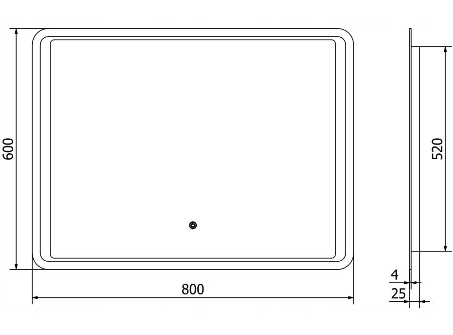 Obdélníkové zrcadlo MEXEN ZUSA 80x60 cm - s LED podsvícením a vyhříváním, 9808-080-060-611-00