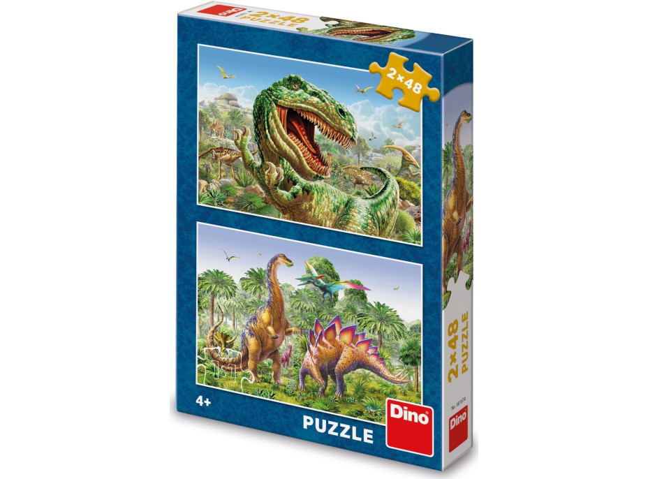 Puzzle Souboj dinosaurů 2x48 dílků
