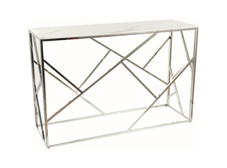 Konzolový stolek EDGE 120x40 - bílý mramor/stříbrný