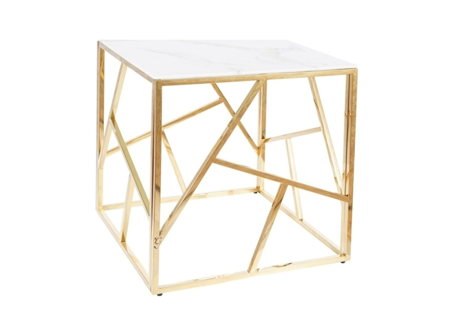 Konferenční stolek EDGE B 55x55 - bílý mramor/zlatý