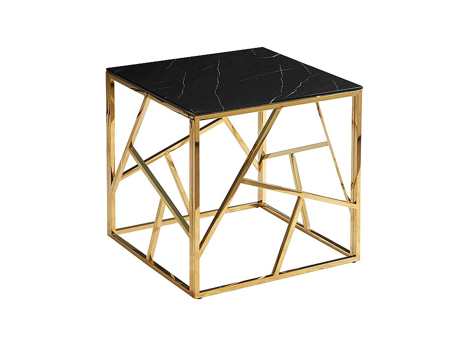 Konferenční stolek EDGE B 55x55 - černý mramor/zlatý