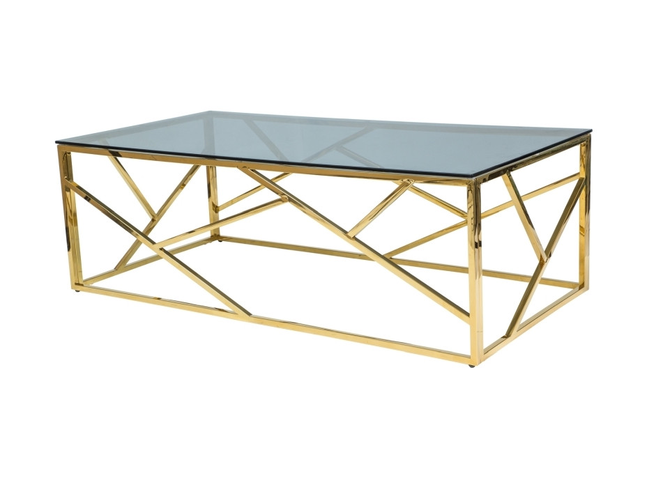 Konferenční stolek EDGE A 120x60 - kouřové sklo/zlatý
