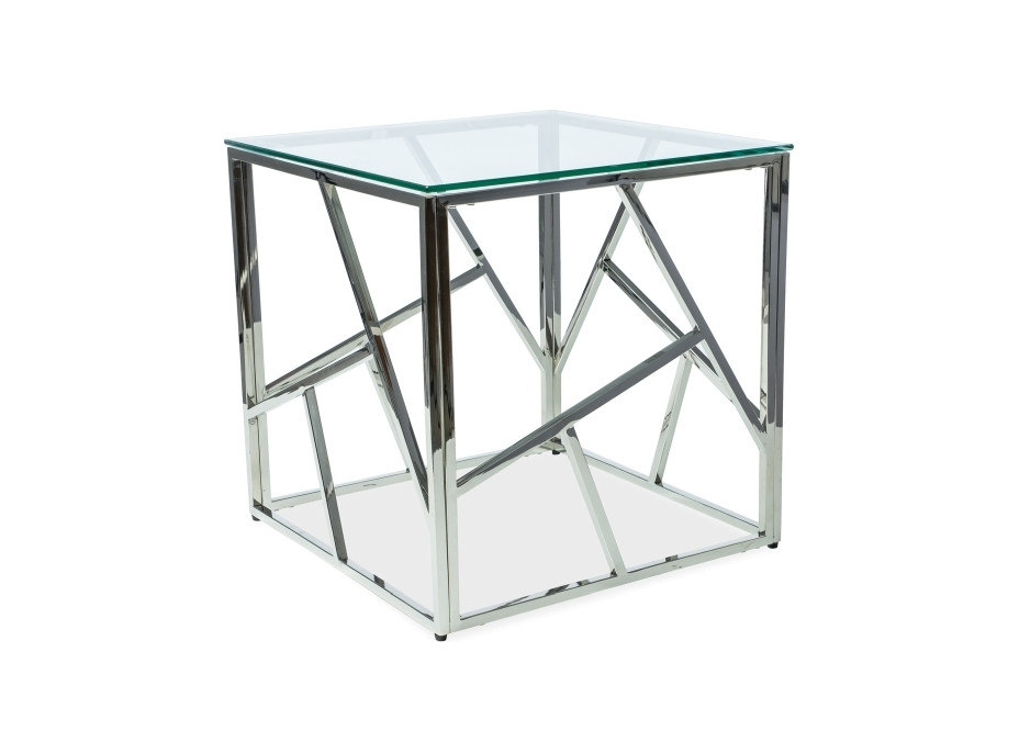 Konferenční stolek EDGE B 55x55 - sklo/stříbrný