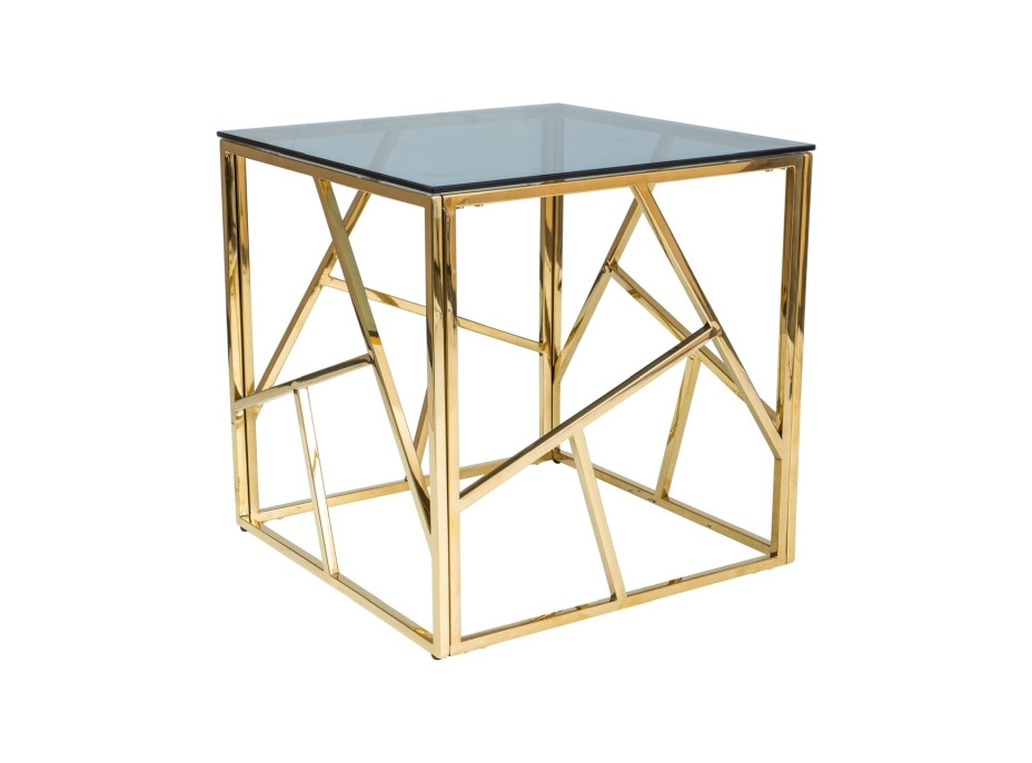 Konferenční stolek EDGE B 55x55 - kouřové sklo/zlatý