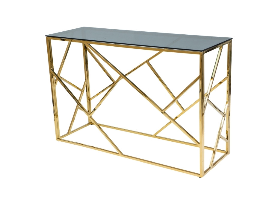 Konzolový stolek EDGE 120x40 - kouřové sklo/zlatý