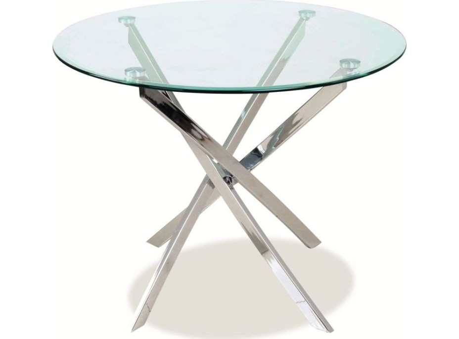 Jídelní kulatý stůl ALTAIR 90 - tvrzené sklo - sklo/chrom