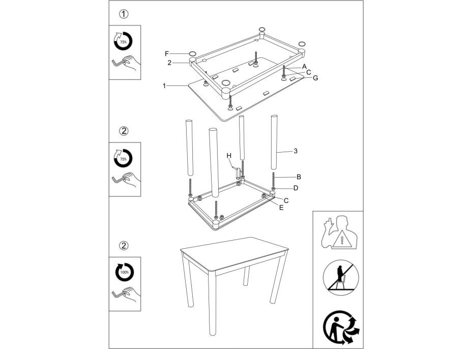 Jídelní stůl GALILEO 110x70 - krémový