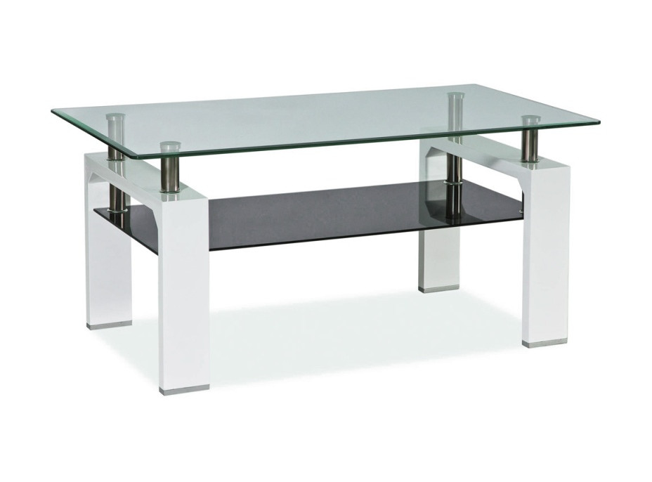 Konferenční stolek LENNOX 110x60x55 - sklo/bílý